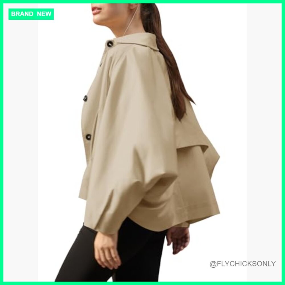Polyester Cropped Jacket With Batwing Sleeves But… - image 5